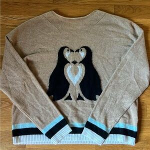 Anthropologie Maeve Cute Critter Penguin Heart Cashmere Sweater Penguins